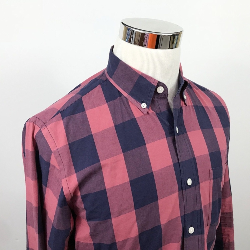 J Crew Mens Medium Slim Fit Red Blue Big Checker